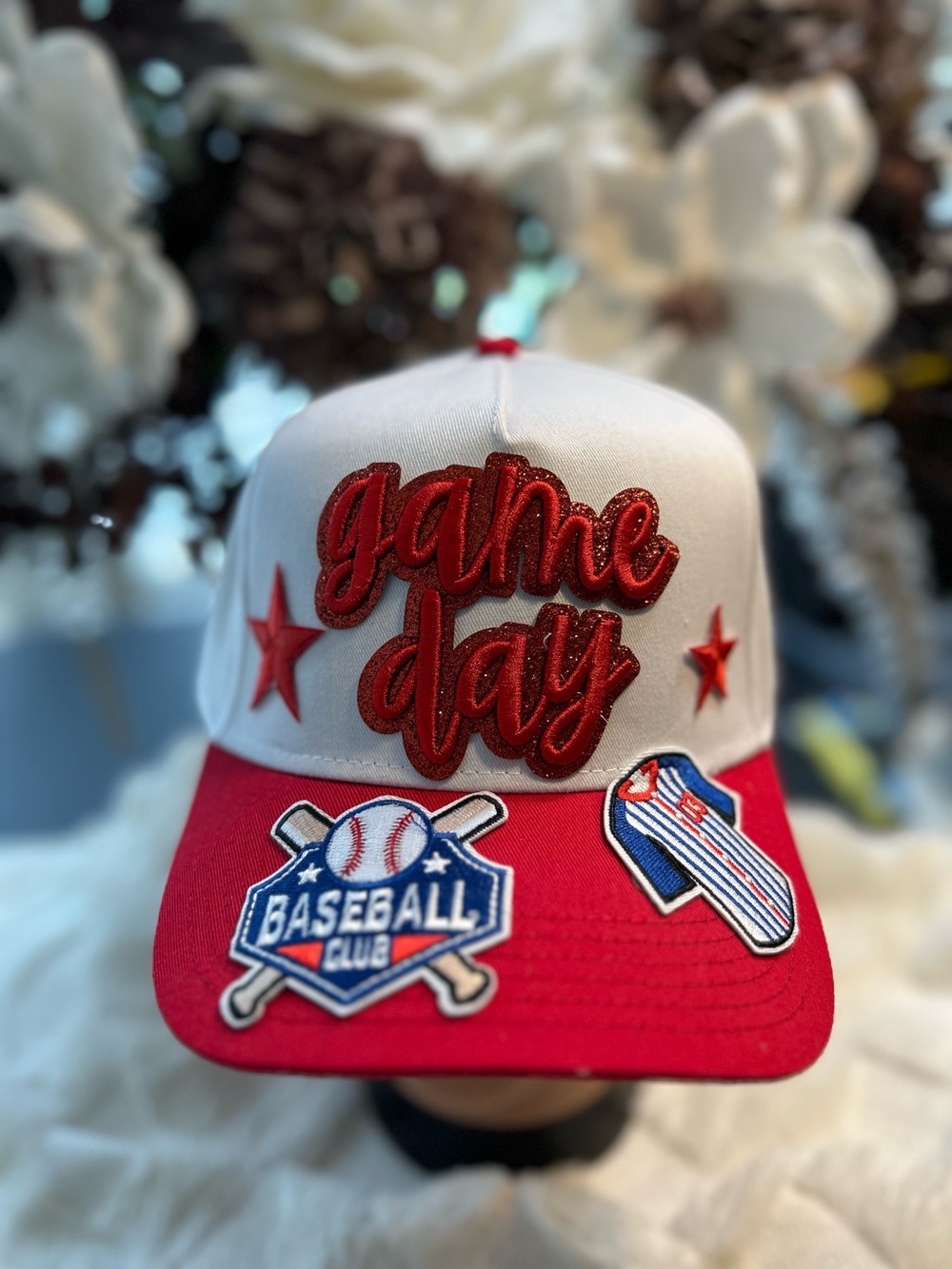 Game Day Red & White Baseball Cap - Unbranded